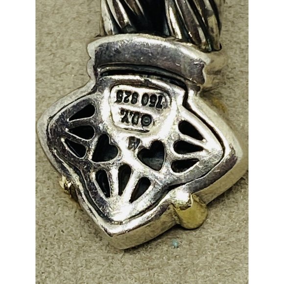 David Yurman Double Cable Sterling 18K Quatrefoil Carved Mother Pearl Bracelet - Picture 5 of 10